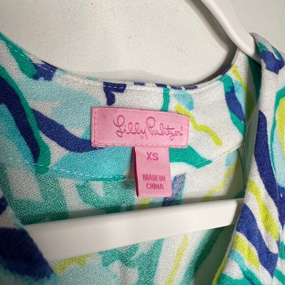 Lilly Pulitzer Green & Pool Blue Achelle Mini Dress Size XS - Picture 7 of 8